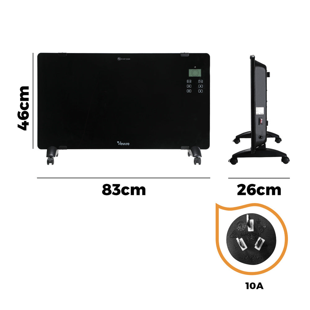 Vevare 2000W Electric Glass Panel Heater Wall Mounted-Heaters-PEROZ Accessories