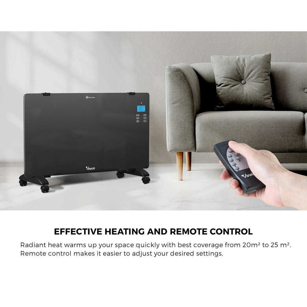 Vevare Electric Glass Panel Heater 2PCS 2000W Wall Mounted-Heaters-PEROZ Accessories