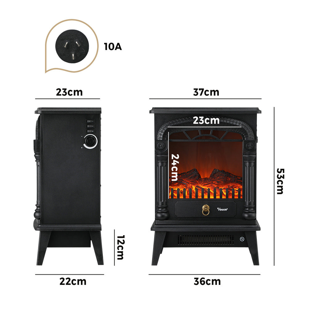 Vevare Electric Fireplace Heater 3D Flame Effect 2000W Freestanding-Electric Fireplace Heaters-PEROZ Accessories