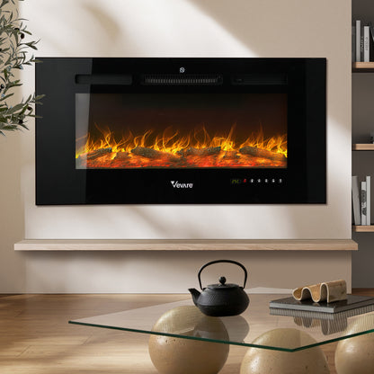 Vevare Electric Fireplace Heater Wall Mounted 3D Flame Effect 2000W-Electric Fireplace Heaters-PEROZ Accessories