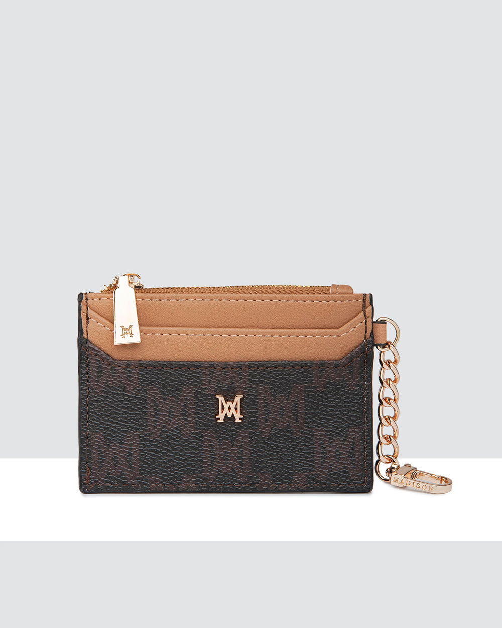 Hannah Zip Card Case With Chain Clip-Wallets-PEROZ Accessories