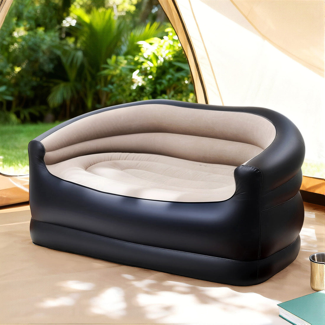 Gardeon Outdoor Air Sofa Inflatable Couch Two-Seater Lounge Chair with Pump Blow Up Couches for Camping-Furniture > Outdoor > Outdoor Sofas &amp; Lounge Sets-PEROZ Accessories