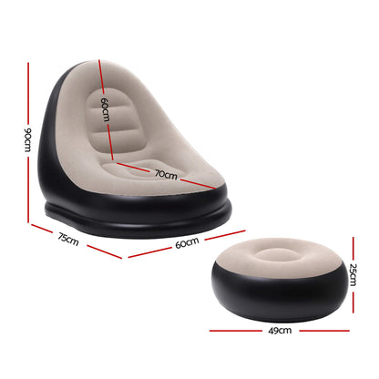 Gardeon Inflatable Chair with Ottoman Air Sofa Blow Up Air Chair for Camping with Pump-Furniture > Outdoor > Outdoor Sofas &amp; Lounge Sets-PEROZ Accessories