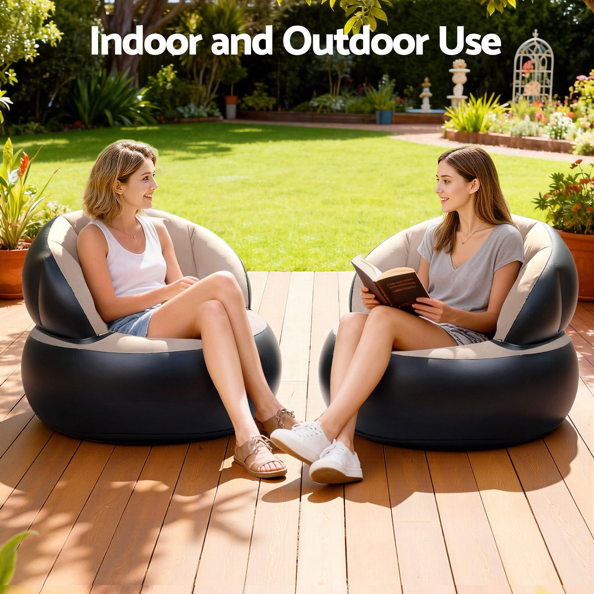 Gardeon Inflatable Chair Blow Up Folding Air Chairs Sofa for Camping with Pump-Furniture > Outdoor > Outdoor Sofas &amp; Lounge Sets-PEROZ Accessories