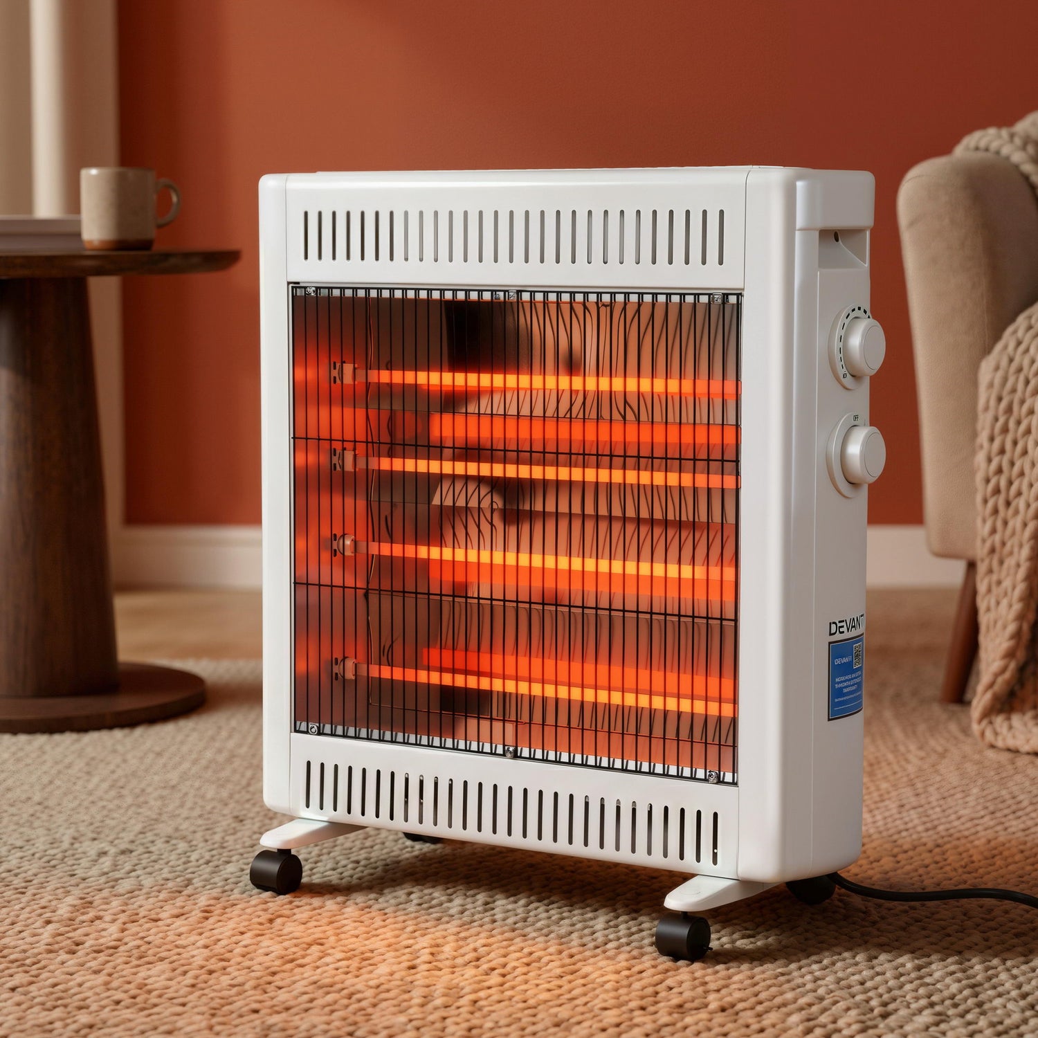 Devanti 2200W Infrared Radiant Heater Portable Electric Space Heating White-Appliances > Heaters > Patio Heaters-PEROZ Accessories