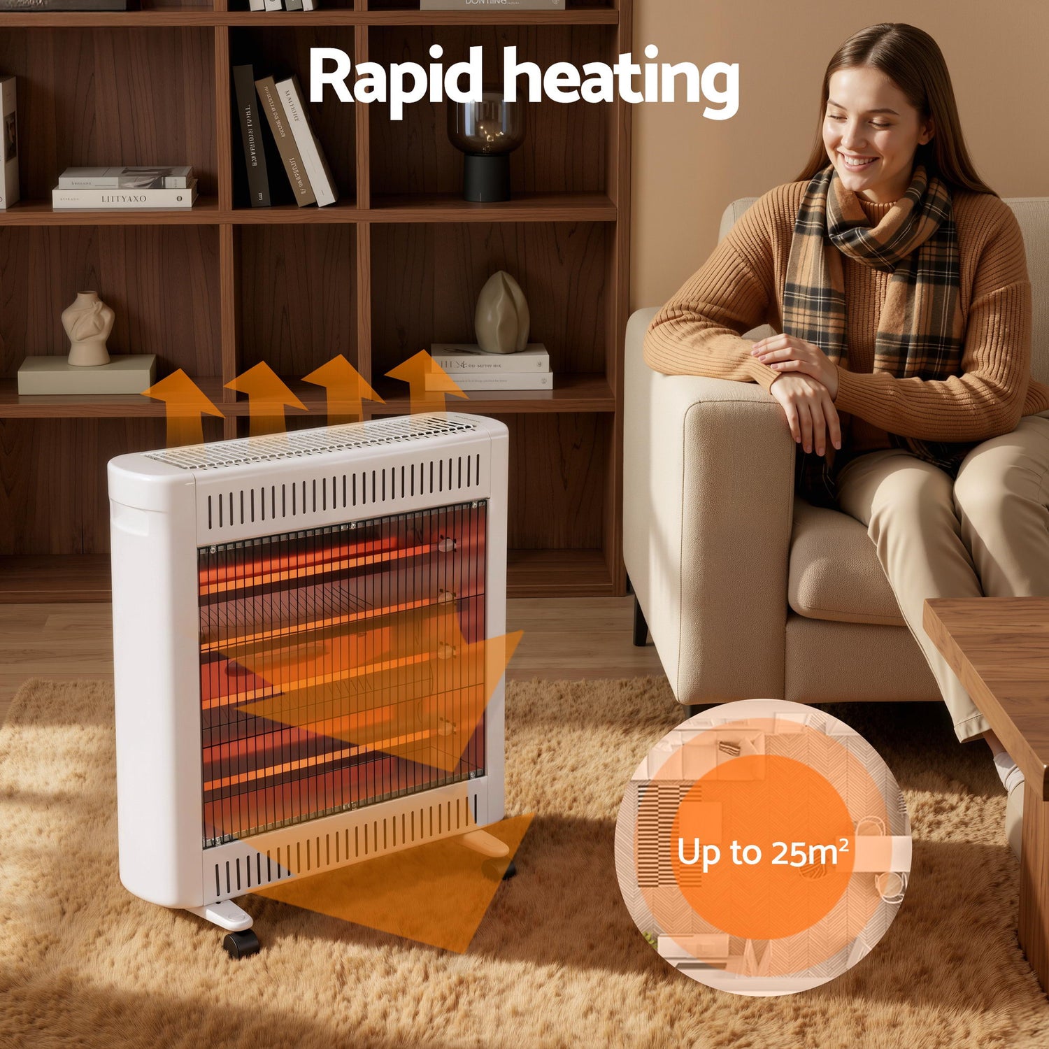 Devanti 2200W Infrared Radiant Heater Portable Electric Space Heating White-Appliances > Heaters > Patio Heaters-PEROZ Accessories