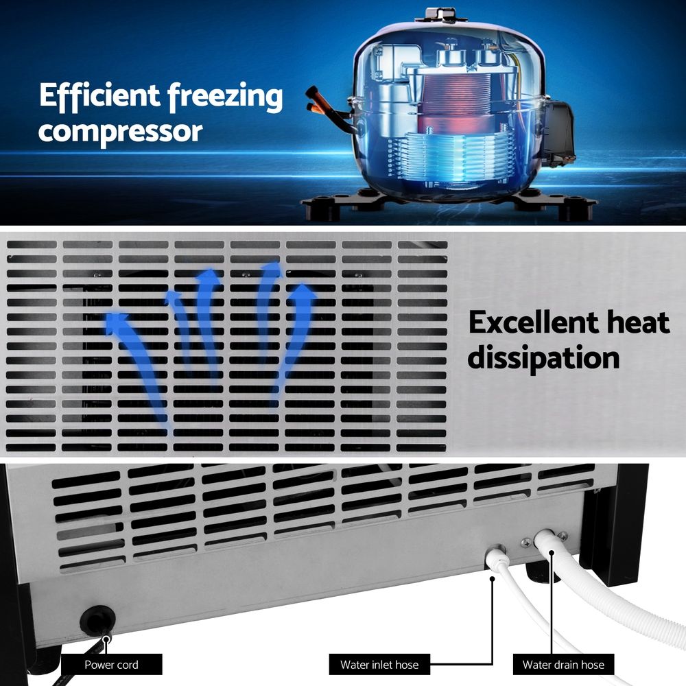 Devanti 60kg Ice Maker Commercial Machine-Appliances > Kitchen Appliances > Ice Makers-PEROZ Accessories