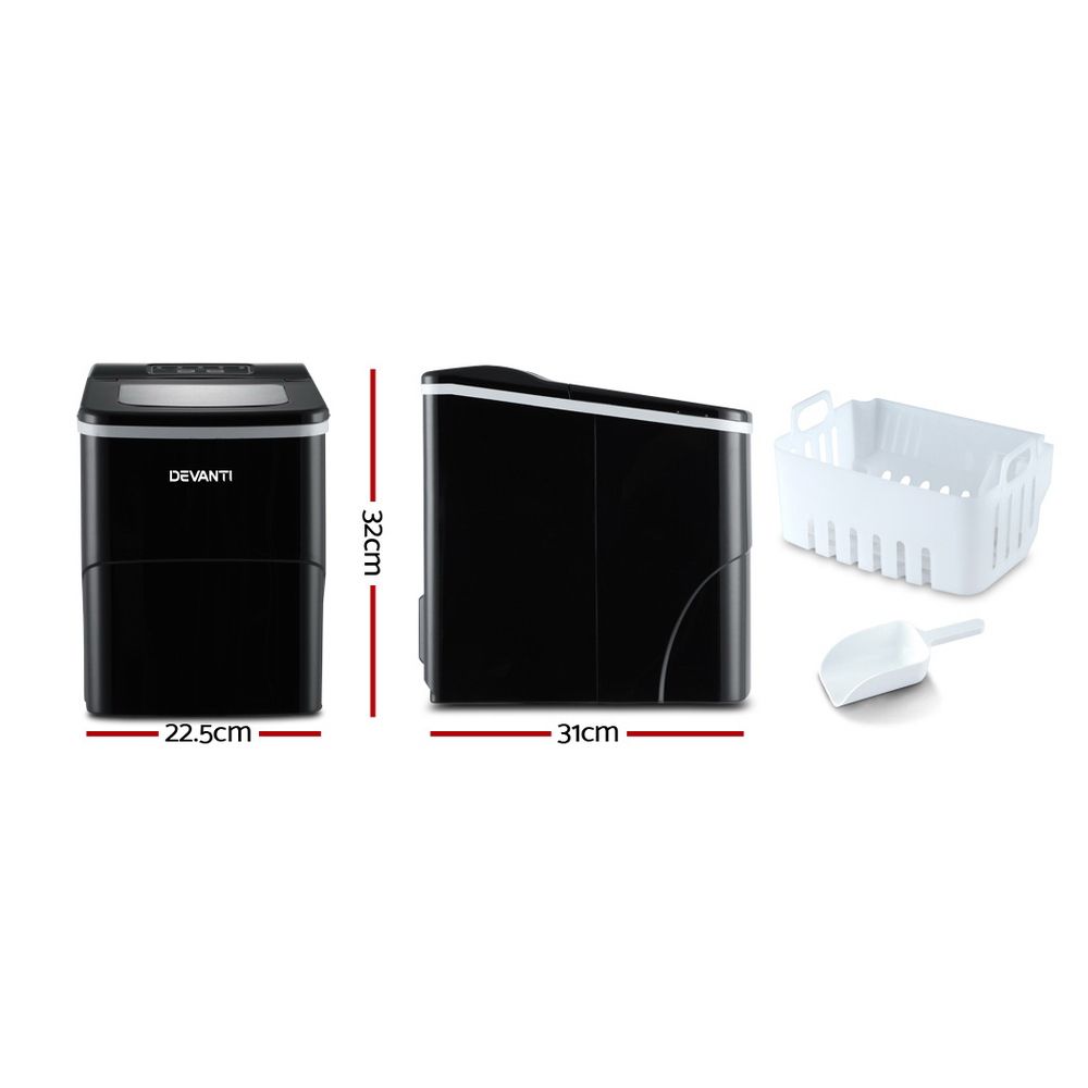 Devanti 12kg Ice Maker Machine Black-Ice Makers-PEROZ Accessories