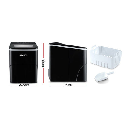 Devanti 12kg Ice Maker Machine Black-Ice Makers-PEROZ Accessories