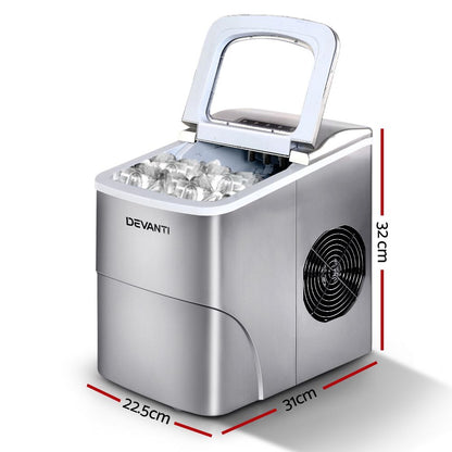 Devanti 12kg Ice Maker Machine Silver-Ice Makers-PEROZ Accessories