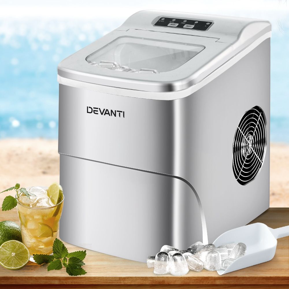 Devanti 12kg Ice Maker Machine Silver-Ice Makers-PEROZ Accessories