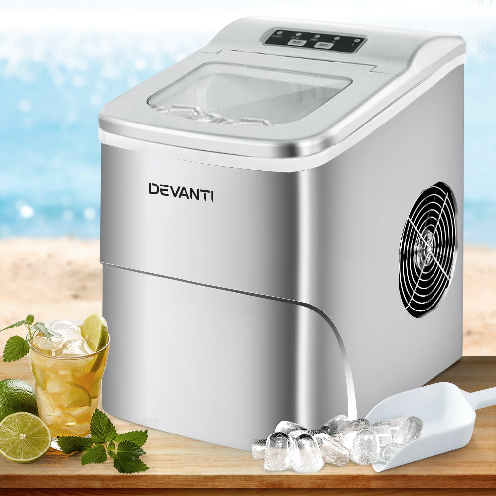 Devanti Portable Ice Cube Maker - Silver-Ice Makers-PEROZ Accessories