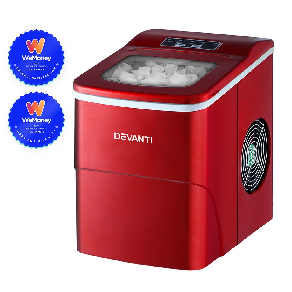 Devanti 12kg Ice Maker Machine Red-Ice Makers-PEROZ Accessories