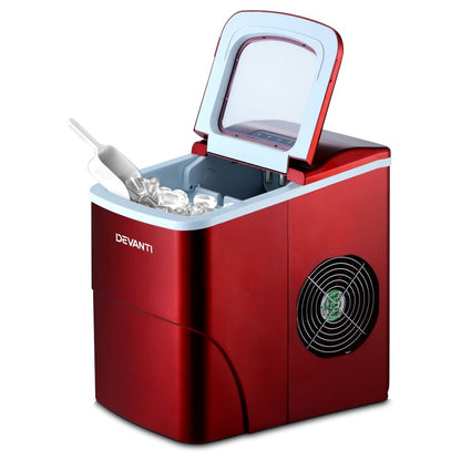 Devanti 12kg Ice Maker Machine Red-Ice Makers-PEROZ Accessories