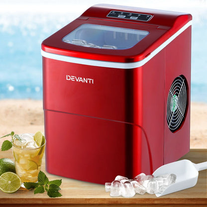 Devanti 12kg Ice Maker Machine Red-Ice Makers-PEROZ Accessories