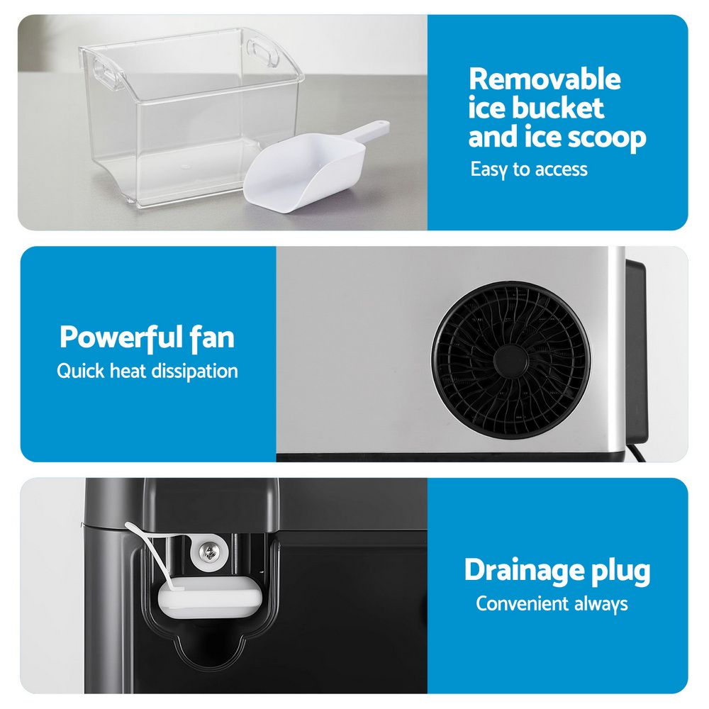 Devanti Ice Maker Machine 20kg Chewable Nugget Ice Countertop w/Self Cleaning-Appliances > Kitchen Appliances > Ice Makers-PEROZ Accessories