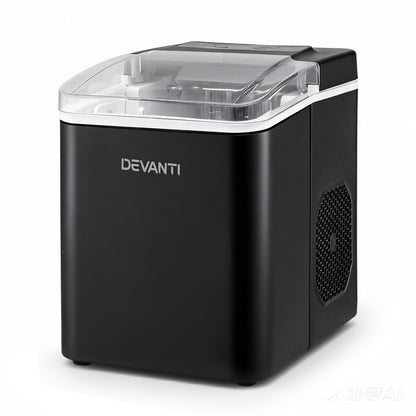 Devanti Ice Maker Machine Portable 12kg Countertop w/Self Cleaning 1.2L Black-Appliances > Kitchen Appliances > Ice Makers-PEROZ Accessories