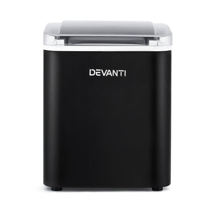 Devanti Ice Maker Machine Portable 12kg Countertop w/Self Cleaning 1.2L Black-Appliances > Kitchen Appliances > Ice Makers-PEROZ Accessories