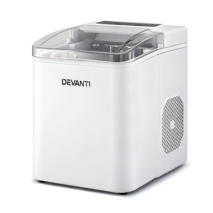 Devanti Ice Maker Machine Portable 12kg Countertop w/Self Cleaning 1.2L White-Appliances > Kitchen Appliances > Ice Makers-PEROZ Accessories