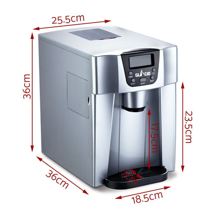 Devanti 2L Portable Ice Cuber Maker &amp; Water Dispenser - Silver-Ice Makers-PEROZ Accessories