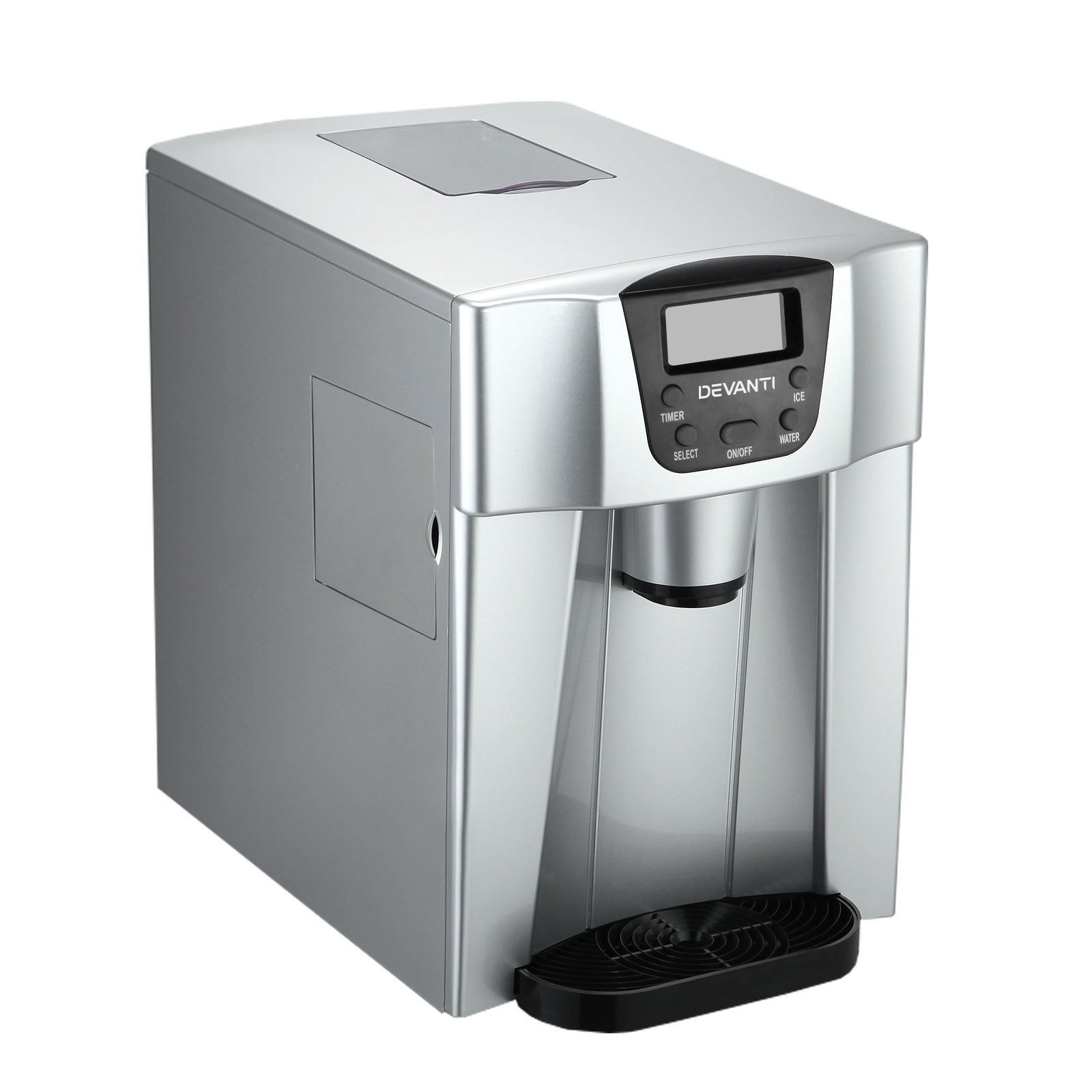 Devanti 2L Portable Ice Cuber Maker &amp; Water Dispenser - Silver-Ice Makers-PEROZ Accessories