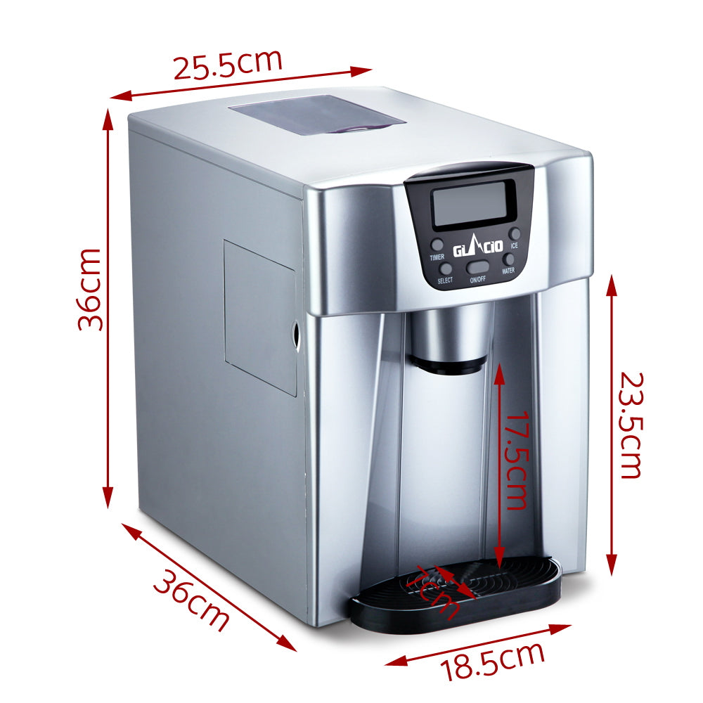 Devanti 2L Portable Ice Cuber Maker &amp; Water Dispenser - Silver-Ice Makers-PEROZ Accessories