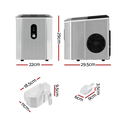 Devanti 12kg Ice Maker Machine w/Scoop Holder Silver-Appliances > Kitchen Appliances-PEROZ Accessories