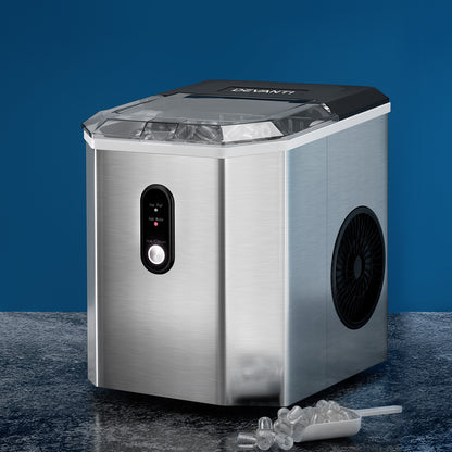 Devanti Portable Ice Maker Machine Ice Cube 12kg Bar Countertop Stainless Steel-Appliances &gt; Kitchen Appliances-PEROZ Accessories