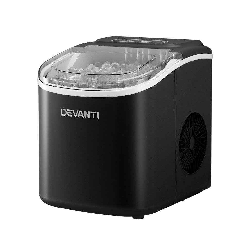Devanti Portable Ice Maker Machine Ice Cube Tray 12kg Bar Countertop Black-Appliances &gt; Kitchen Appliances-PEROZ Accessories