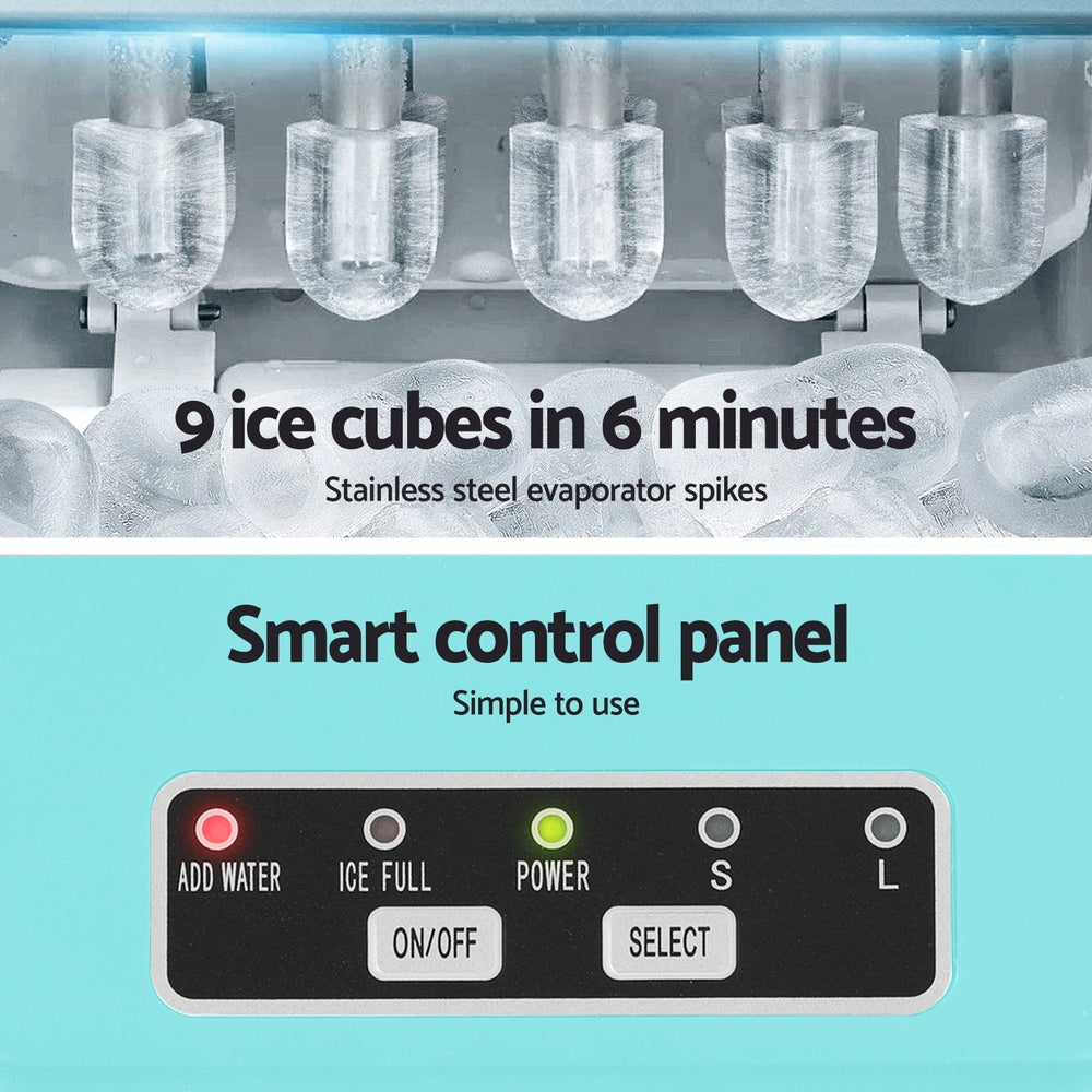 Devanti 12kg Ice Maker Machine w/Self Cleaning Green-Appliances &gt; Kitchen Appliances &gt; Ice Makers-PEROZ Accessories