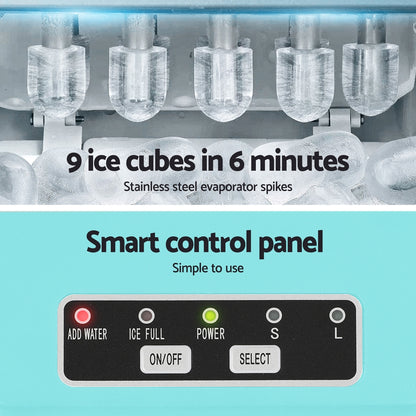 Devanti 12kg Ice Maker Machine w/Self Cleaning Green-Appliances &gt; Kitchen Appliances &gt; Ice Makers-PEROZ Accessories