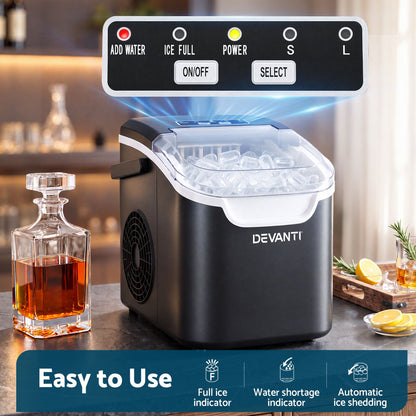 Devanti Ice Maker Ice Compact 12KG/24H Countertop Machine for Home