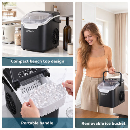 Devanti Ice Maker Ice Compact 12KG/24H Countertop Machine for Home