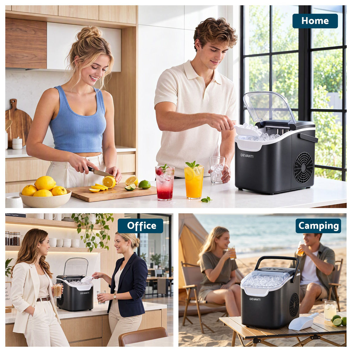 Devanti Ice Maker Ice Compact 12KG/24H Countertop Machine for Home