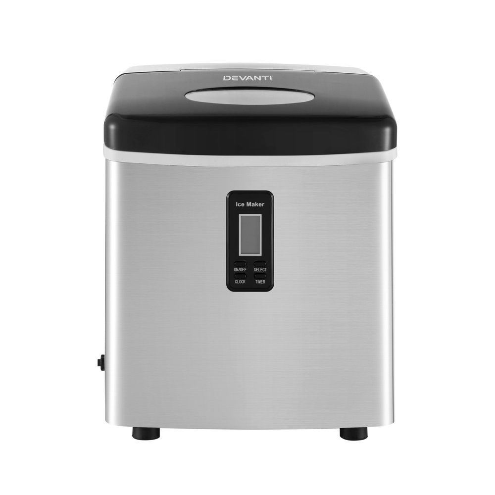 Devanti 3.2L Stainless Steel Portable Ice Cube Maker-Ice Makers-PEROZ Accessories