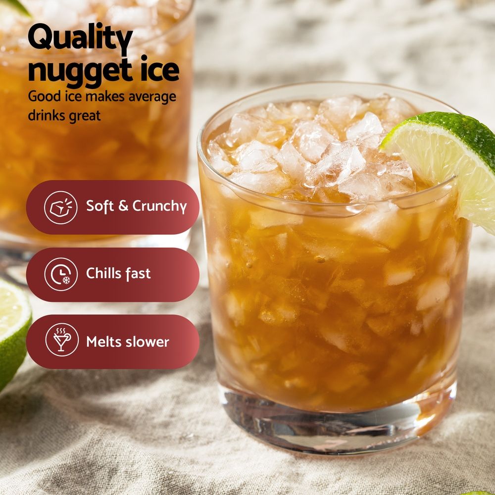 Devanti Ice Maker Machine 15kg Nugget Chewable Ice Cube-Appliances > Kitchen Appliances > Ice Makers-PEROZ Accessories