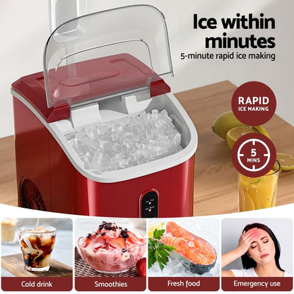 Devanti Ice Maker Machine 15kg Nugget Chewable Ice Cube-Appliances > Kitchen Appliances > Ice Makers-PEROZ Accessories