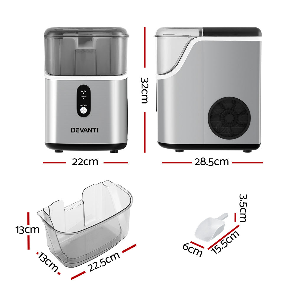 Devanti Ice Maker Machine 15kg Nugget Ice Cube-Appliances &gt; Kitchen Appliances &gt; Ice Makers-PEROZ Accessories