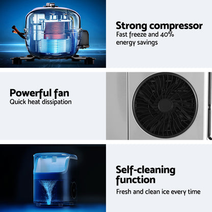 Devanti Ice Maker Machine 15kg Nugget Ice Cube-Appliances > Kitchen Appliances > Ice Makers-PEROZ Accessories