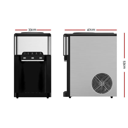 Devanti 20kg 3 in 1 Ice Maker Machine Cold and Hot Water Dispenser 3L Silver-Appliances &gt; Appliances Others-PEROZ Accessories