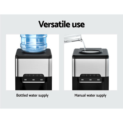 Devanti 20kg 3 in 1 Ice Maker Machine Cold and Hot Water Dispenser 3L Silver-Appliances &gt; Appliances Others-PEROZ Accessories