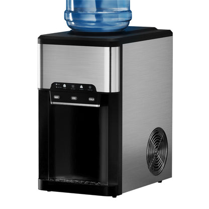 Devanti 20kg 3 in 1 Ice Maker Machine Cold and Hot Water Dispenser 3L Silver-Appliances &gt; Appliances Others-PEROZ Accessories