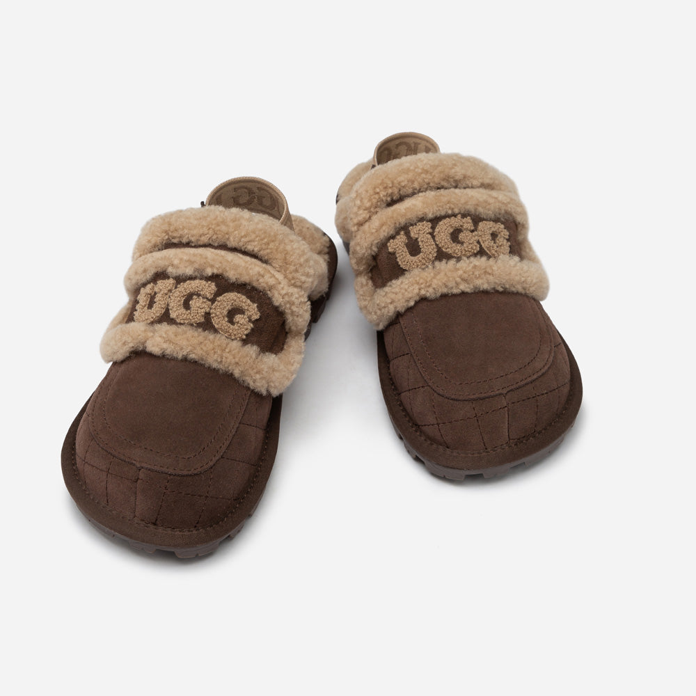 UGG Violet Matelassé Shearling Slipper (Elastic Logo, Detachable Feature)-Women Slippers-PEROZ Accessories