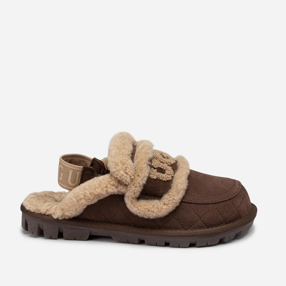 UGG Violet Matelassé Shearling Slipper (Elastic Logo, Detachable Feature)-Women Slippers-PEROZ Accessories
