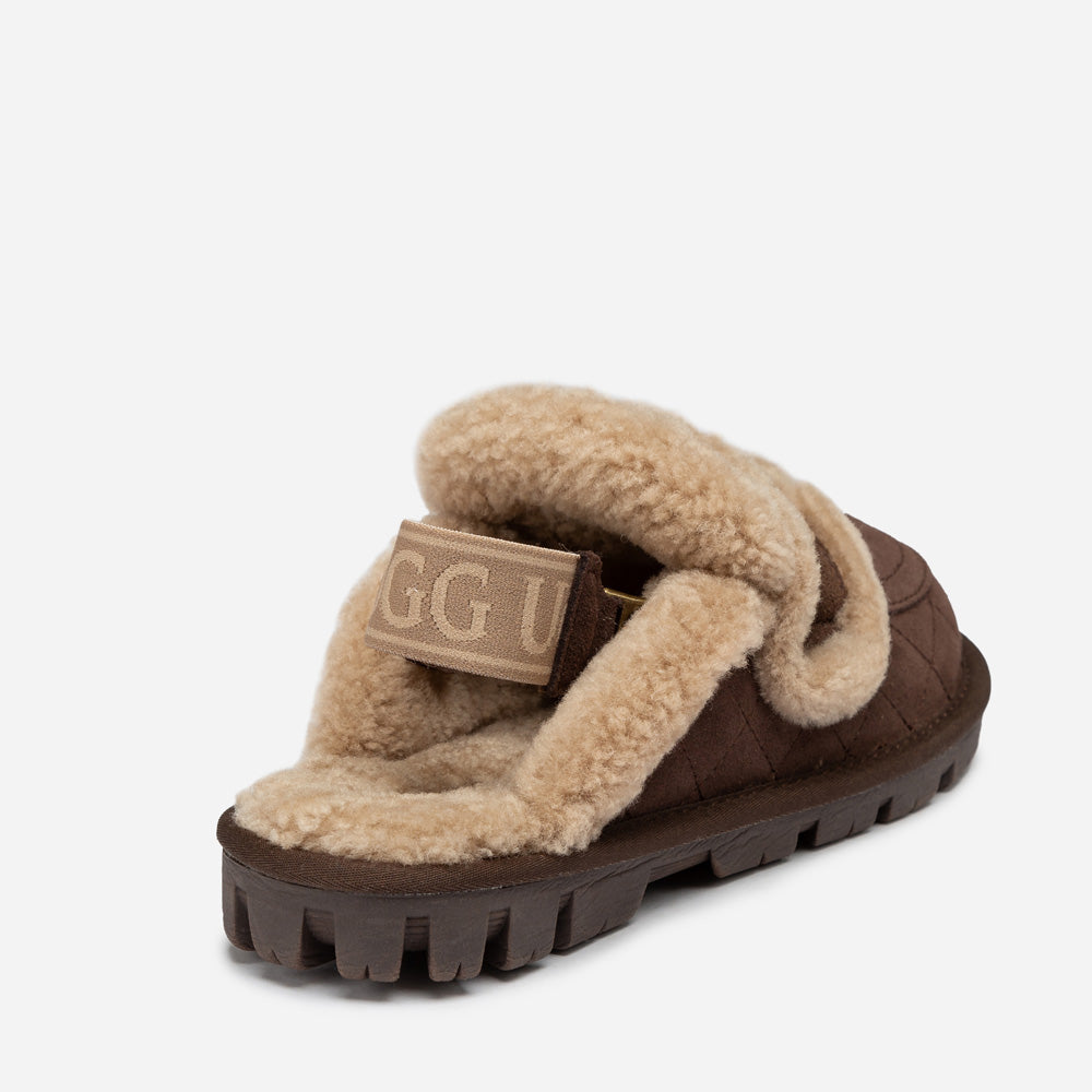 UGG Violet Matelassé Shearling Slipper (Elastic Logo, Detachable Feature)-Women Slippers-PEROZ Accessories