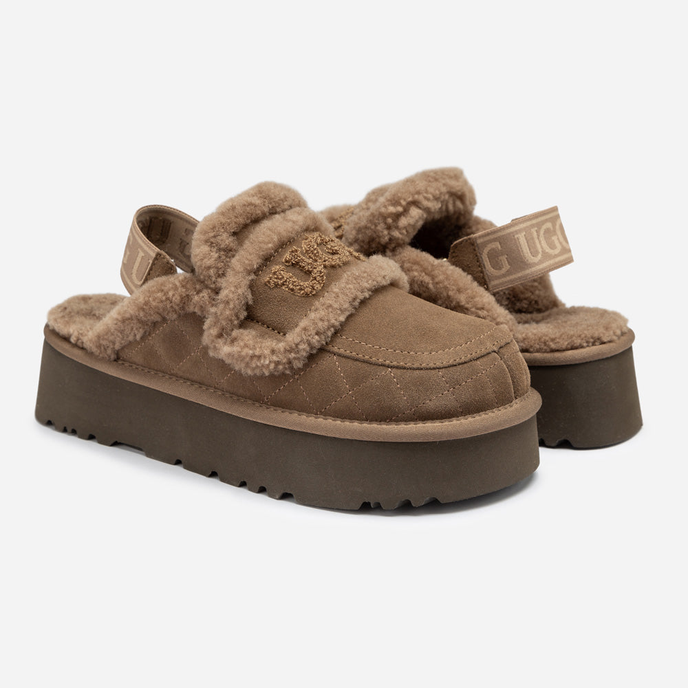 Ugg Violet Matelassé Shearling Platform Slipper (Detachable Feature)-Women Slippers-PEROZ Accessories