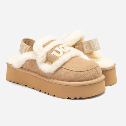 Ugg Violet Matelassé Shearling Platform Slipper (Detachable Feature)-Women Slippers-PEROZ Accessories