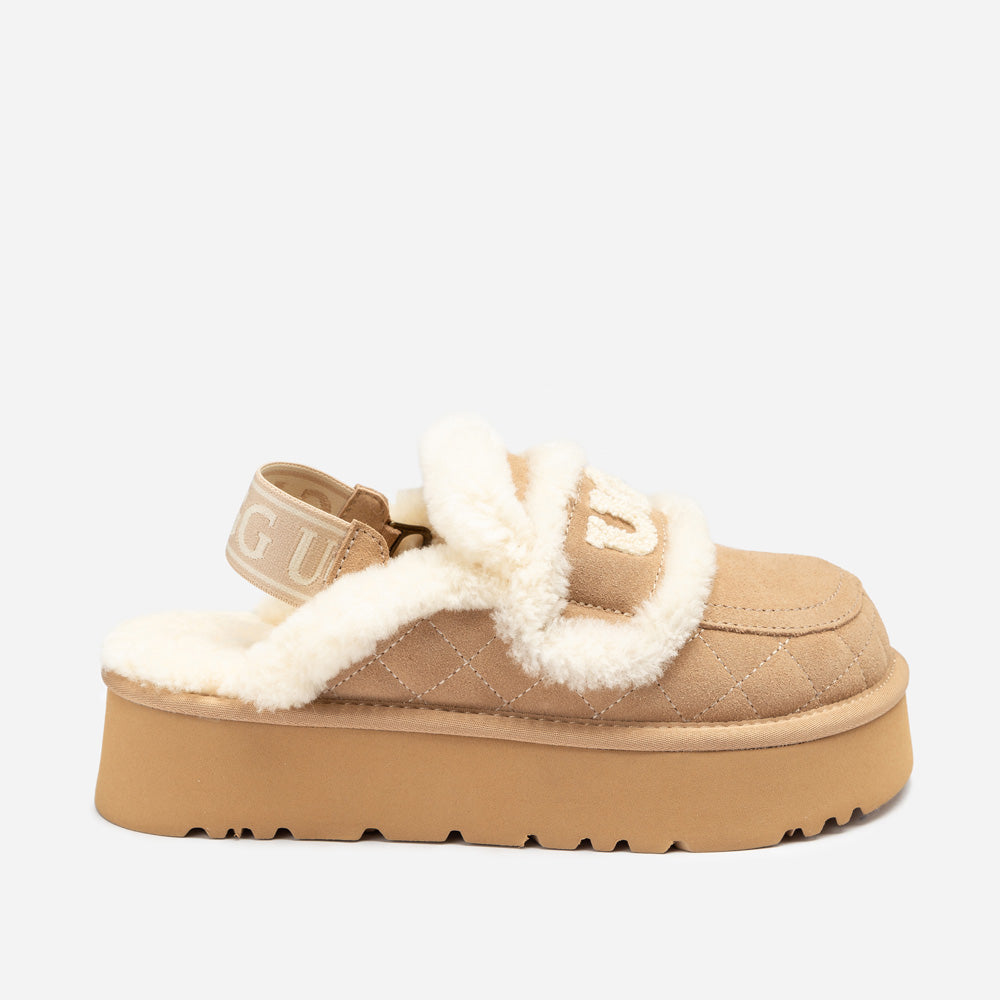 Ugg Violet Matelassé Shearling Platform Slipper (Detachable Feature)-Women Slippers-PEROZ Accessories