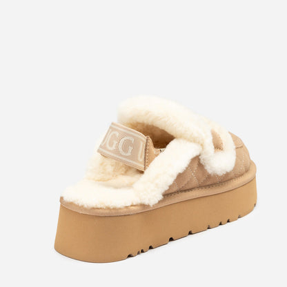 Ugg Violet Matelassé Shearling Platform Slipper (Detachable Feature)-Women Slippers-PEROZ Accessories