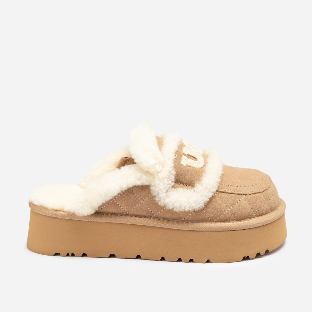 Ugg Violet Matelassé Shearling Platform Slipper (Detachable Feature)-Women Slippers-PEROZ Accessories